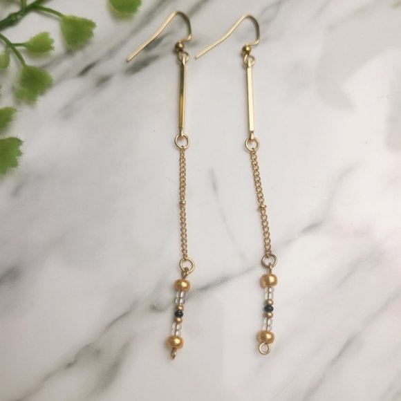 Minimalist Dangle Bohemian Beaded Delicate Earrings - Picture 3 of 8